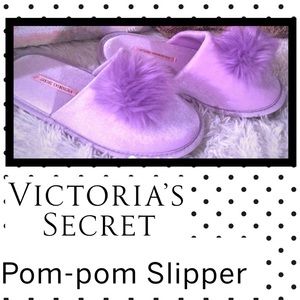Victoria’s Secret Lilac Pom-Pom Slippers